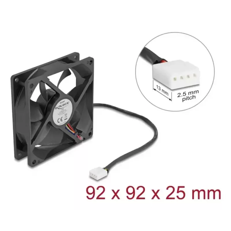 DeLOCK 67302 ventilador 9,2 cm negro rodamiento de bolas