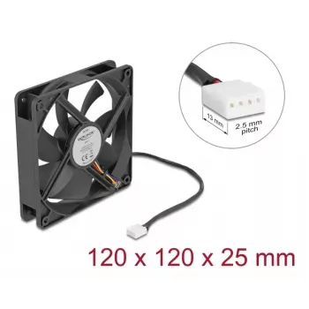 DELOCK 67303 ventilador para carcasa de ordenador 120 mm, 24 V, rodamiento de bolas, negro