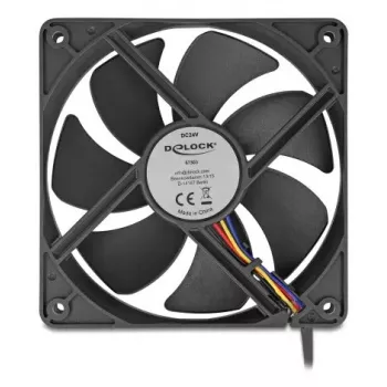 DELOCK 67303 ventilador para carcasa de ordenador 120 mm, 24 V, rodamiento de bolas, negro