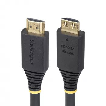 StarTech.com cable HDMI High Speed de 5 m (16ft) con conectores de agarre, 4K 60Hz/1440p 144Hz, HDR10/HDCP 2.2/ARC, 18Gbps, cable HDMI UHD para TV/monitor/pantalla, funda de TPE