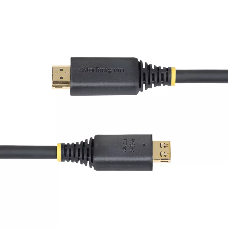 StarTech.com cable HDMI High Speed de 5 m (16ft) con conectores de agarre, 4K 60Hz/1440p 144Hz, HDR10/HDCP 2.2/ARC, 18Gbps, cable HDMI UHD para TV/monitor/pantalla, funda de TPE