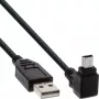Cable USB 2.0 InLine 0,3 m — conector macho USB-A a conector macho Mini-USB-B, acodado 90° hacia arriba, negro