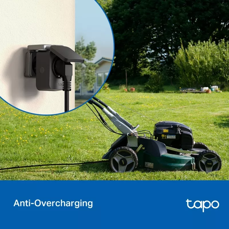 Enchufe inteligente TP-Link Tapo P410M – toma Wi-Fi de exterior, 3680 W, 200–250 V, negro