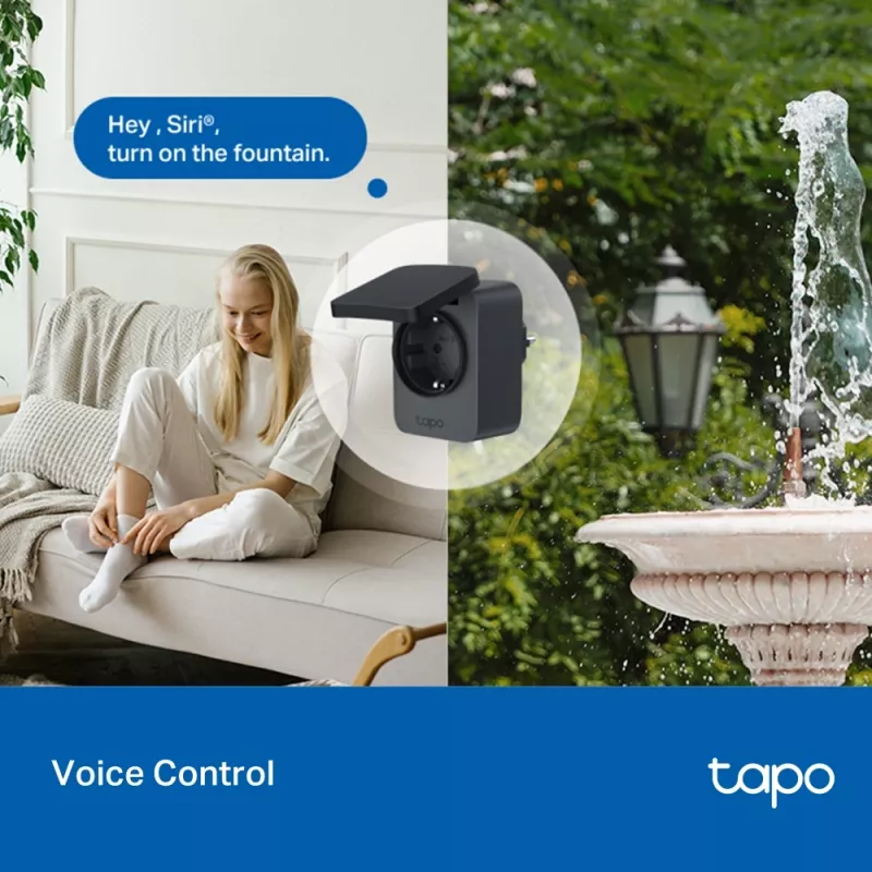Enchufe inteligente TP-Link Tapo P410M – toma Wi-Fi de exterior, 3680 W, 200–250 V, negro