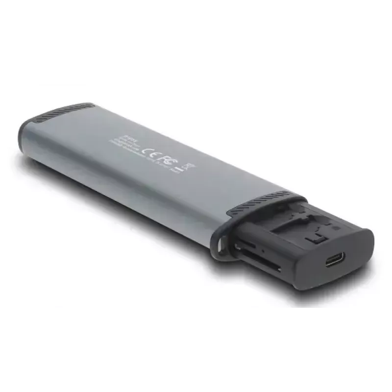 Lector de tarjetas DELOCK USB 5 Gbps con ranuras SD y MicroSD, USB 3.2 Gen 1 Type-A/Type-C, cable y adaptador, negro/gris