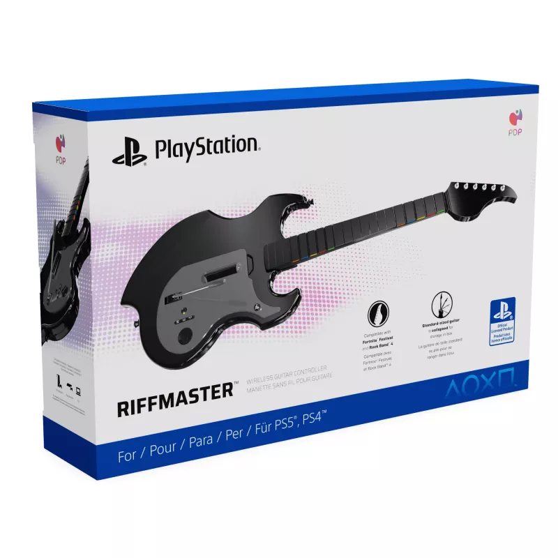Guitarra PDP Riffmaster negra gris inalámbrica PC PS4 PS5 batería 36h