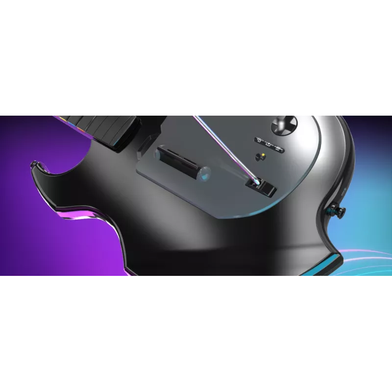 Guitarra PDP Riffmaster negra, gris analógica / digital PC, Xbox One, Xbox Series S, Xbox Series X