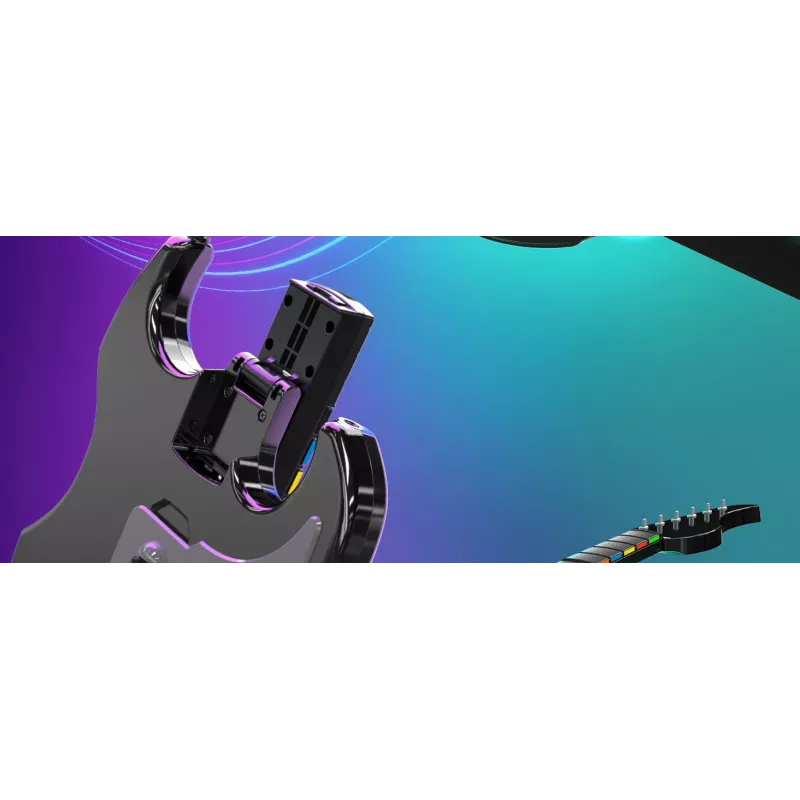 Guitarra PDP Riffmaster negra, gris analógica / digital PC, Xbox One, Xbox Series S, Xbox Series X