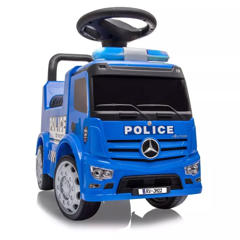 Coche de arrastre Jamara Mercedes-Benz Antos Policía 4 ruedas efectos de luz