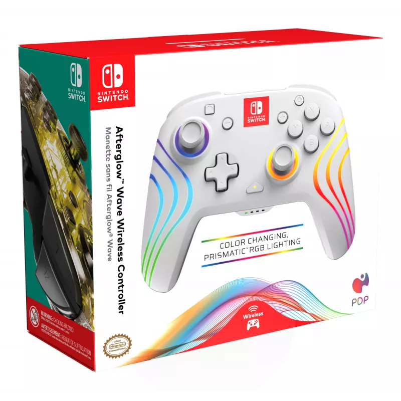 Mando PDP Afterglow Wave blanco analógico / digital Nintendo Switch, Nintendo Switch OLED