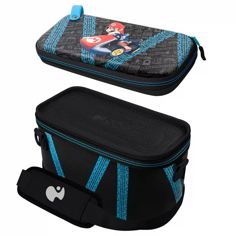 Funda rígida PDP Nintendo Switch Kart Drift Overnight Case GLOW negra azul