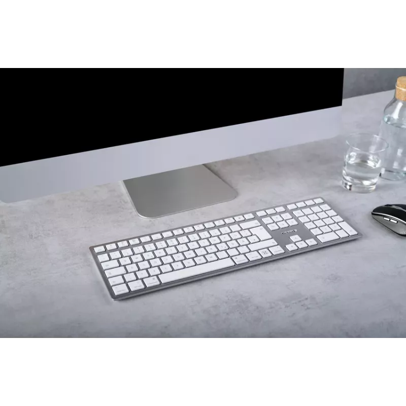 Teclado CHERRY KW 9100 slim FOR MAC universal USB + Bluetooth QWERTY nórdico plateado