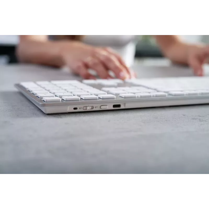 Teclado CHERRY KW 9100 slim FOR MAC universal USB + Bluetooth QWERTY nórdico plateado