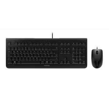 Teclado con cable Cherry CHERRY DC 2000 tamaño completo USB con distribución QWERTZ, 109 teclas, cable de 1,8 m, negro — incluye ratón