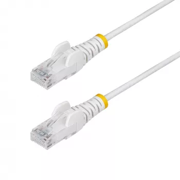 StarTech.com Cable Ethernet CAT6 slim blanco de 1,5 m, con protección de lengüeta, 100 W PoE, UTP, LSZH, cable de cobre puro desnudo 28AWG, cable de red patch RJ45 slim con alivio de tensión, probado individualmente
