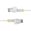 StarTech.com Cable Ethernet CAT6 slim blanco de 1,5 m, con protección de lengüeta, 100 W PoE, UTP, LSZH, cable de cobre puro desnudo 28AWG, cable de red patch RJ45 slim con alivio de tensión, probado individualmente
