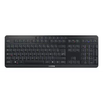 Cherry Stream ultimate – tamaño completo AZERTY, USB + RF Wireless + Bluetooth, interruptores de tijera, retroiluminación LED, negro