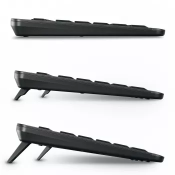 Cherry Stream ultimate – tamaño completo AZERTY, USB + RF Wireless + Bluetooth, interruptores de tijera, retroiluminación LED, negro