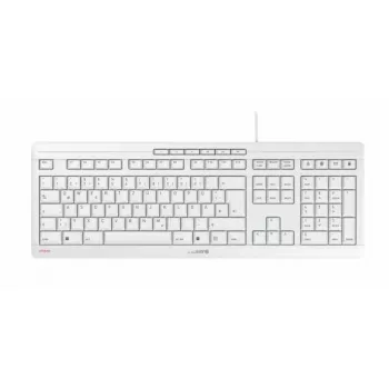 Teclado Cherry Stream con cable de tamaño completo — distribución QWERTZ, interruptores de tijera, USB, cable de 1,8 m, gris claro