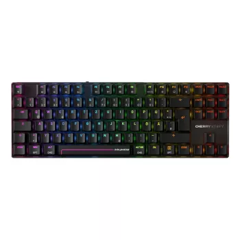 Teclado gaming inalámbrico CHERRY MX 8.2 Pro TMR — Tenkeyless, QWERTZ alemán, USB + RF + Bluetooth, RGB, 88 teclas, negro