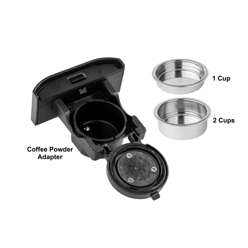 TORNADO TCM7042-GS | Cafetera multikaps 5 en 1, cafetera de cápsulas, 1,5 L, cápsulas de café, café molido, 1350 W, negra