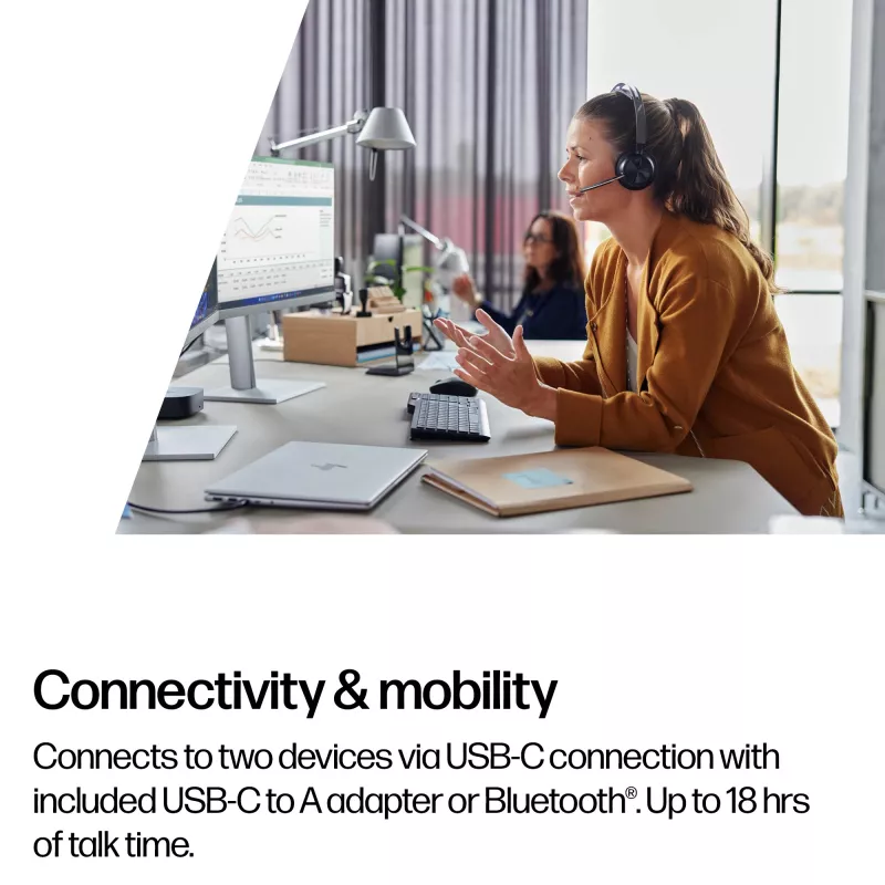 HP Poly Voyager Focus 2-M USB-C-C Auriculares USB-C/A adaptador base de carga