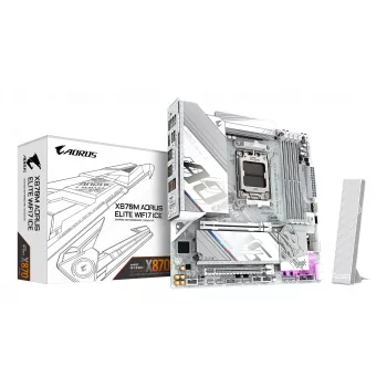 Placa base GIGABYTE X870M AORUS ELITE WIFI7 ICE — Micro ATX, AMD X870, zócalo AM5, DDR5 hasta 8200MHz (O.C), 14+2+2 VRM, PCIe 5.0, Wi‑Fi 7, 2,5 GbE, USB4