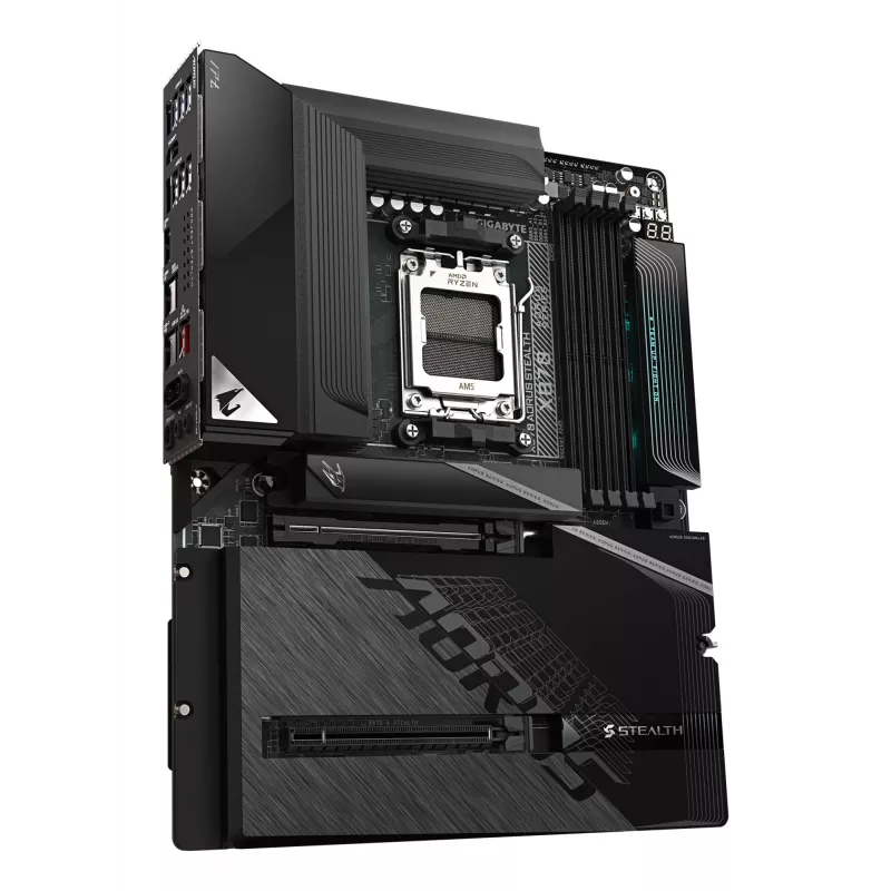 Placa base GIGABYTE X870 AORUS STEALTH - Compatible con CPUs AMD Ryzen 9000, VRM digital de 16+2+2 fases, hasta 8200Hz DDR5 (OC), 2xPCIe 5.0 + 2xPCIe 4.0, Wi-Fi 7, 5 GbE LAN, USB 4