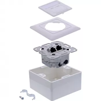 Toma de red InLine 76842A 2 x RJ-45 blanca cable de red Cat 6a