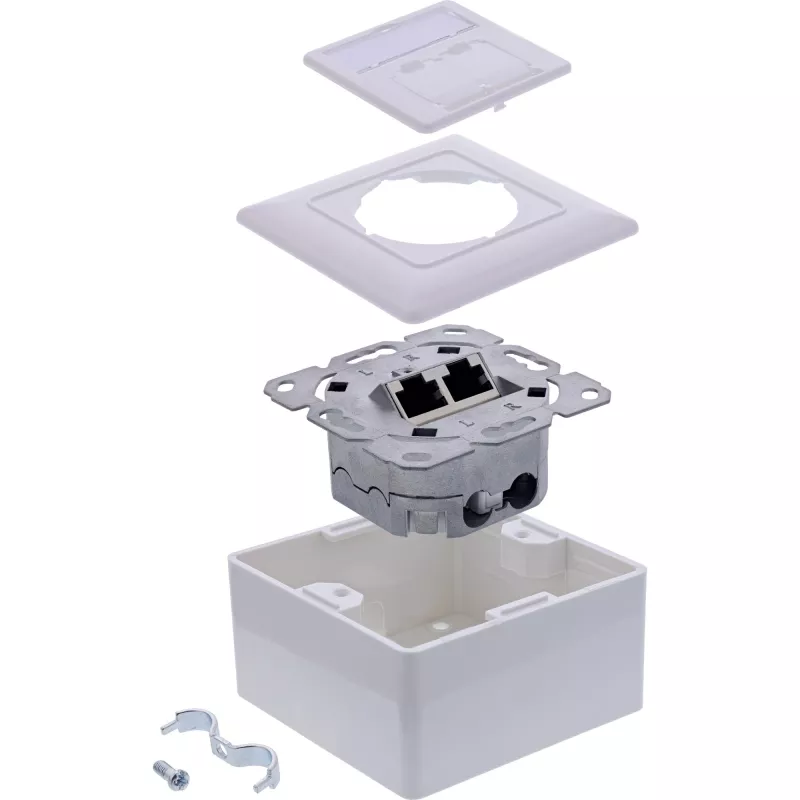 Toma de red InLine 76842A 2 x RJ-45 blanca cable de red Cat 6a