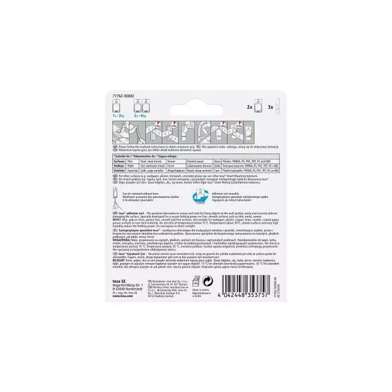 Gancho universal TESA 77762 interior blanco 2 uds.