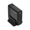 Cargador de dispositivos móviles Sitecom CH-1004 — Cargador universal de CA para interior, entrada 100–240V, salida hasta 20V, 3× USB-C, negro