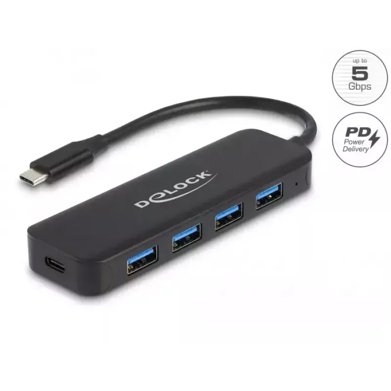 DeLOCK 64170 hub USB 3.2 Gen 1 Type-C 5000 Mbit/s negro