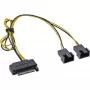 Cable de alimentación SATA en Y InLine conector hembra SATA / 2 conectores macho 2 pines para ventilador 0,30 m