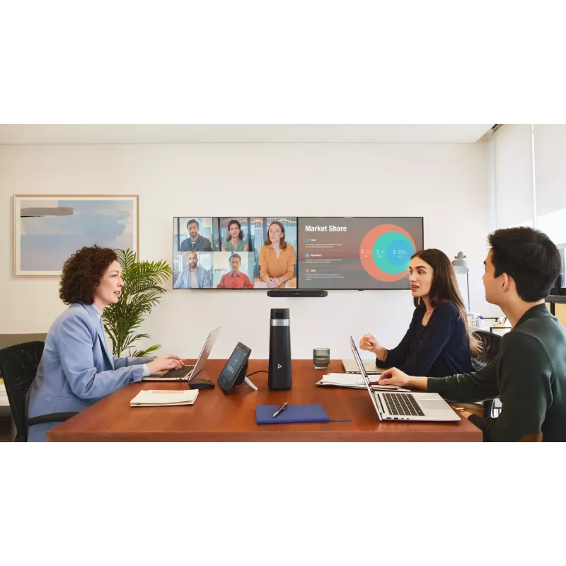 Barra de vídeo HP Poly Studio X32 todo en uno, 4K Ultra HD, 20 MP, 5 personas, Wi‑Fi, Ethernet, Bluetooth (sin fuente de alimentación, TAA)