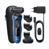 Afeitadora de lámina Braun Series 6 61-B1500s con recortador azul