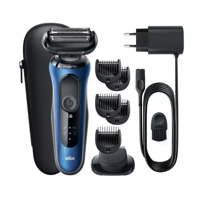 Afeitadora de lámina Braun Series 6 61-B1500s con recortador azul