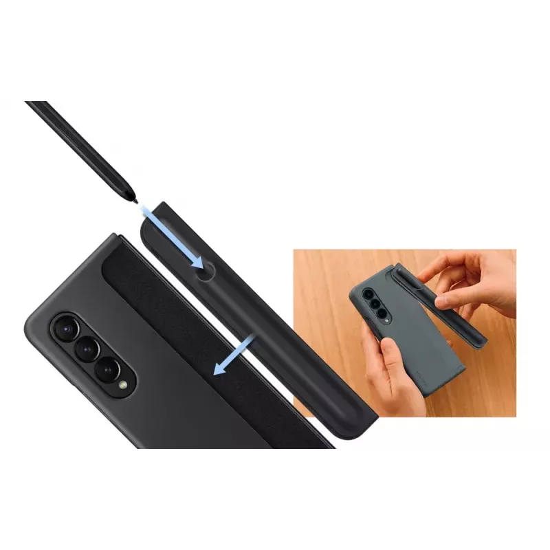 Funda para móvil Samsung EF-OF93PCBEGWW para Galaxy Z Fold4, negra, con soporte de mesa