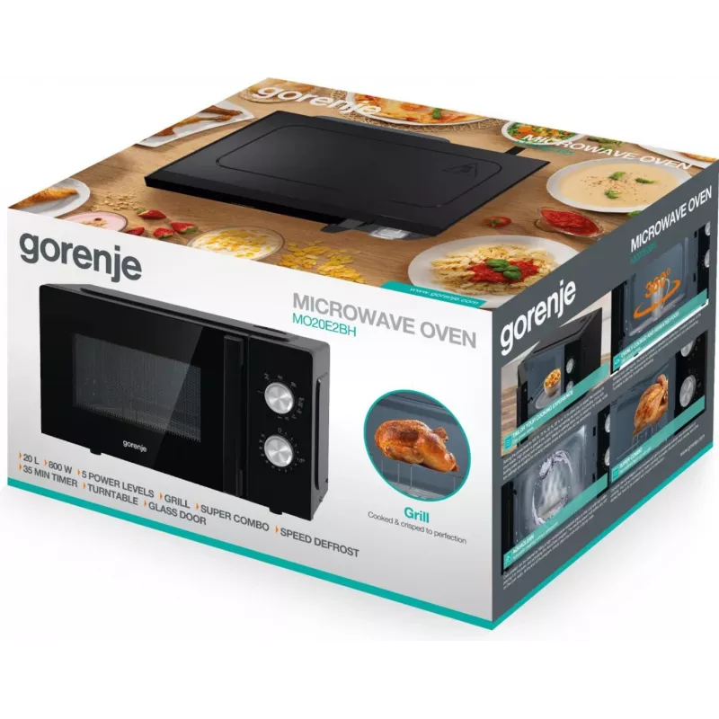 Microondas con grill Gorenje MO20E2BH negro de sobremesa 20 L 800 W