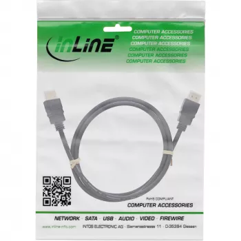Cable HDMI InLine, HDMI High Speed con Ethernet, conector / conector, negro, 2m