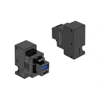 Módulo Keystone DELOCK 41482 con conectores USB-C y USB-A, plano, negro
