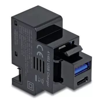 Módulo Keystone DELOCK 41482 con conectores USB-C y USB-A, plano, negro