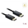 Cable coaxial DisplayPort DELOCK 16K 60 Hz 80 Gbit/s funda trenzada 1 m, DisplayPort a DisplayPort, negro