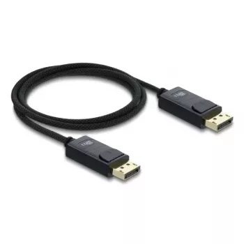 Cable coaxial DisplayPort DELOCK 16K 60 Hz 80 Gbit/s funda trenzada 1 m, DisplayPort a DisplayPort, negro