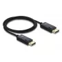 Cable coaxial DisplayPort DELOCK 16K 60 Hz 80 Gbit/s funda trenzada 1 m, DisplayPort a DisplayPort, negro