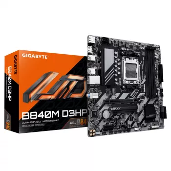 Placa base GIGABYTE B840M D3HP - CPU AMD Ryzen 9000, VRM 8+2+2 fases, hasta 8200MHz DDR5(O.C), 2xPCIe 4.0 M.2, 1GbE LAN, USB 3.2 Gen 2