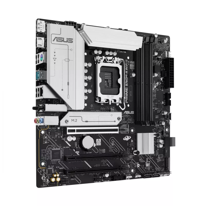 Placa base ASUS PRIME B760M-A WIFI II, micro ATX, Intel B760, LGA 1700, DDR5, 4 ranuras DIMM, hasta 256 GB, Wi-Fi 6E, 2,5Gb Ethernet