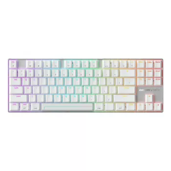 Teclado gaming inalámbrico Cherry MX 8.2 Pro TMR – Tenkeyless 88 teclas, USB + RF + Bluetooth, interruptores mecánicos magnéticos, RGB, Plata/Blanco