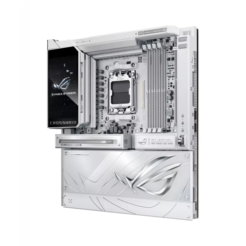 Placa base ASUS ROG CROSSHAIR X870E GLACIAL — AMD X870E, zócalo AM5, E-ATX, DDR5, hasta 256 GB, Wi‑Fi 7, Ethernet 10Gb