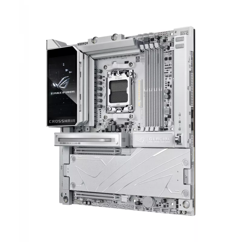 Placa base ASUS ROG CROSSHAIR X870E GLACIAL — AMD X870E, zócalo AM5, E-ATX, DDR5, hasta 256 GB, Wi‑Fi 7, Ethernet 10Gb